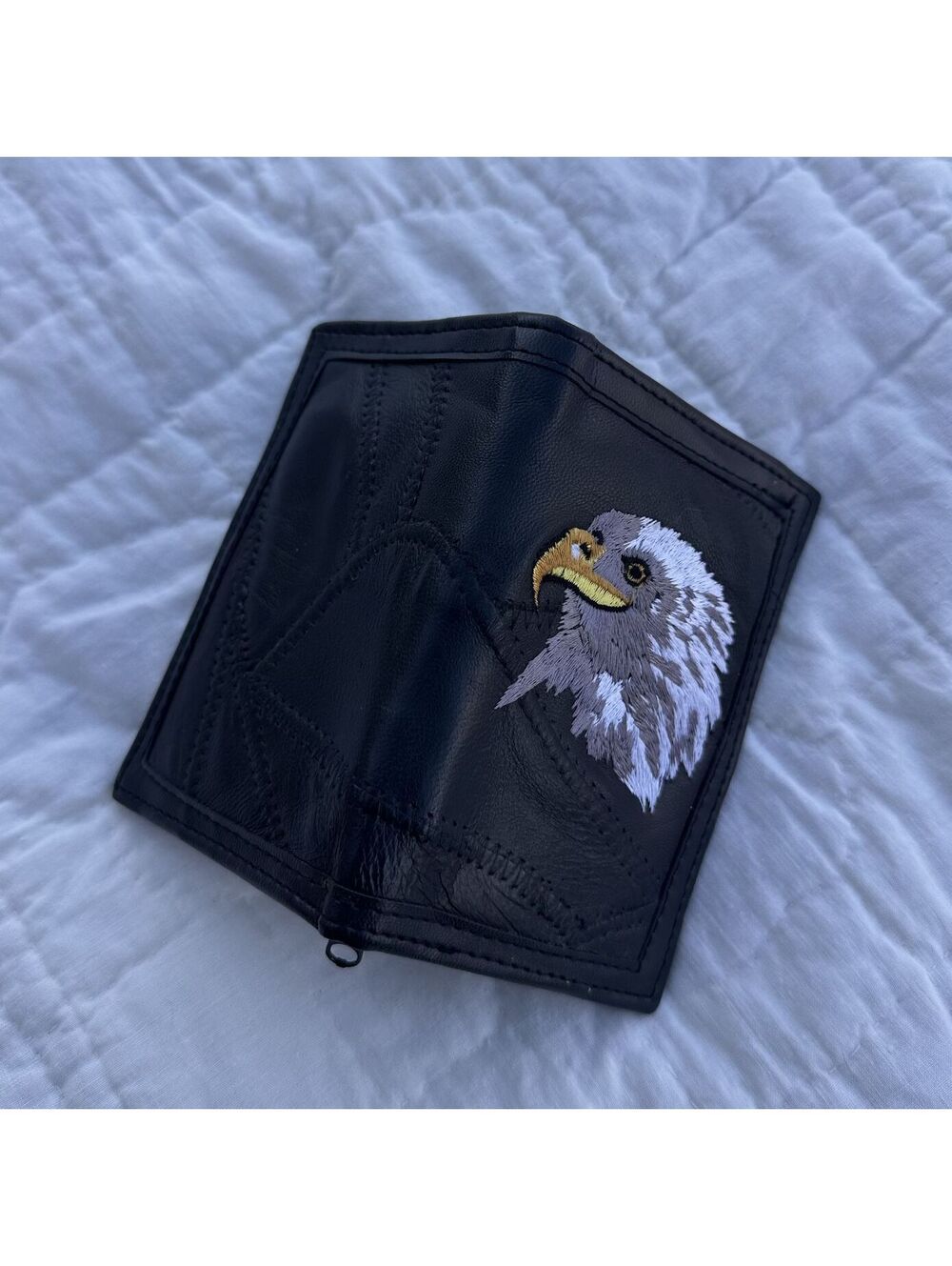 Vintage Leather Wallet with Eagle Embroidered | Photo Insert Wallet